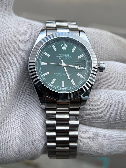 RLX-DATE JUST SILVER GREEN