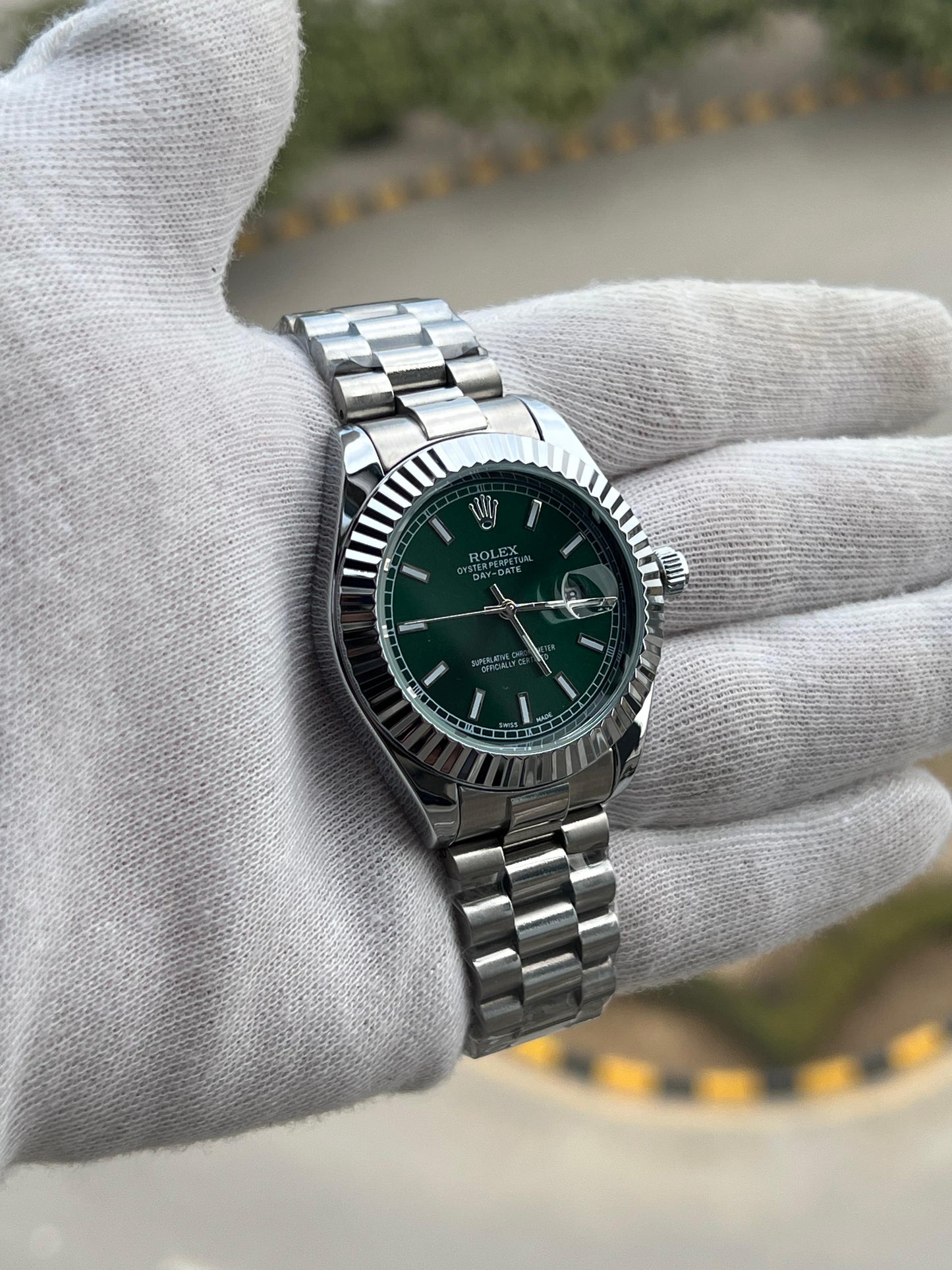 RLX-DATE JUST SILVER GREEN