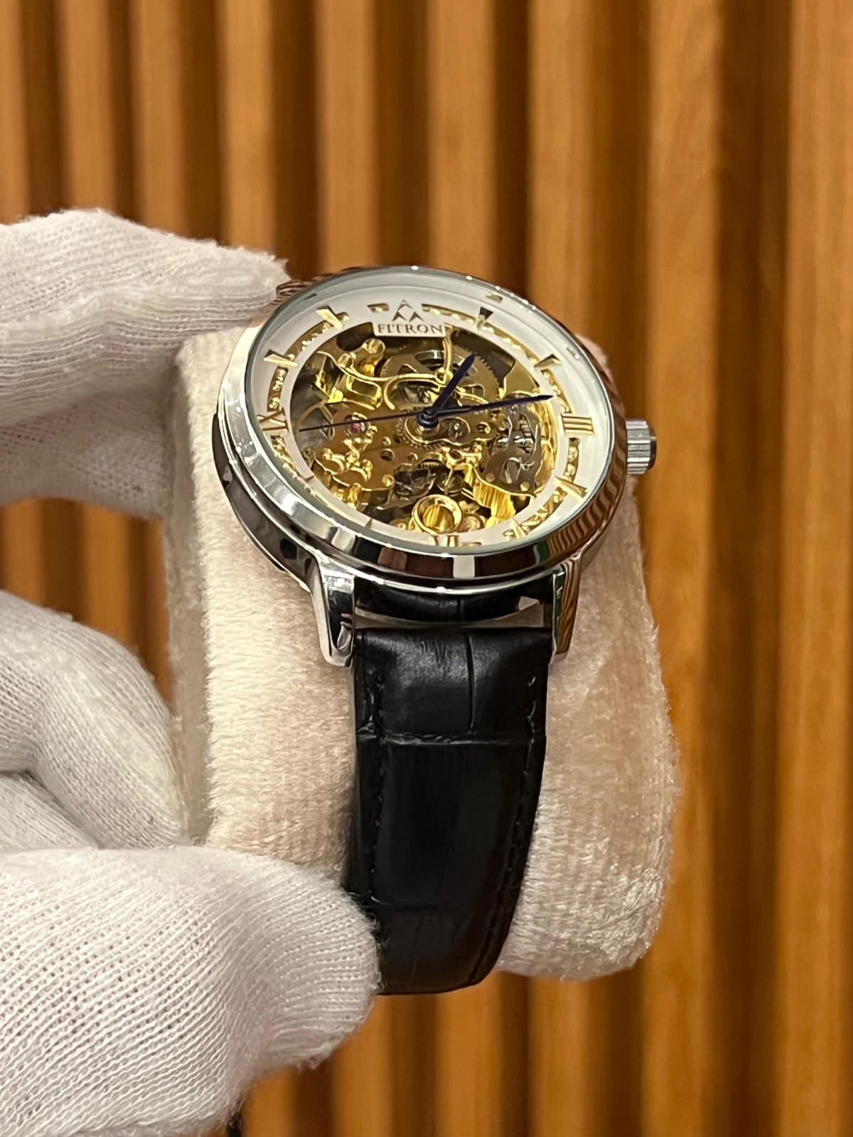 Fitron Skeleton Automatic Leather Strap Watch - AAA Quality