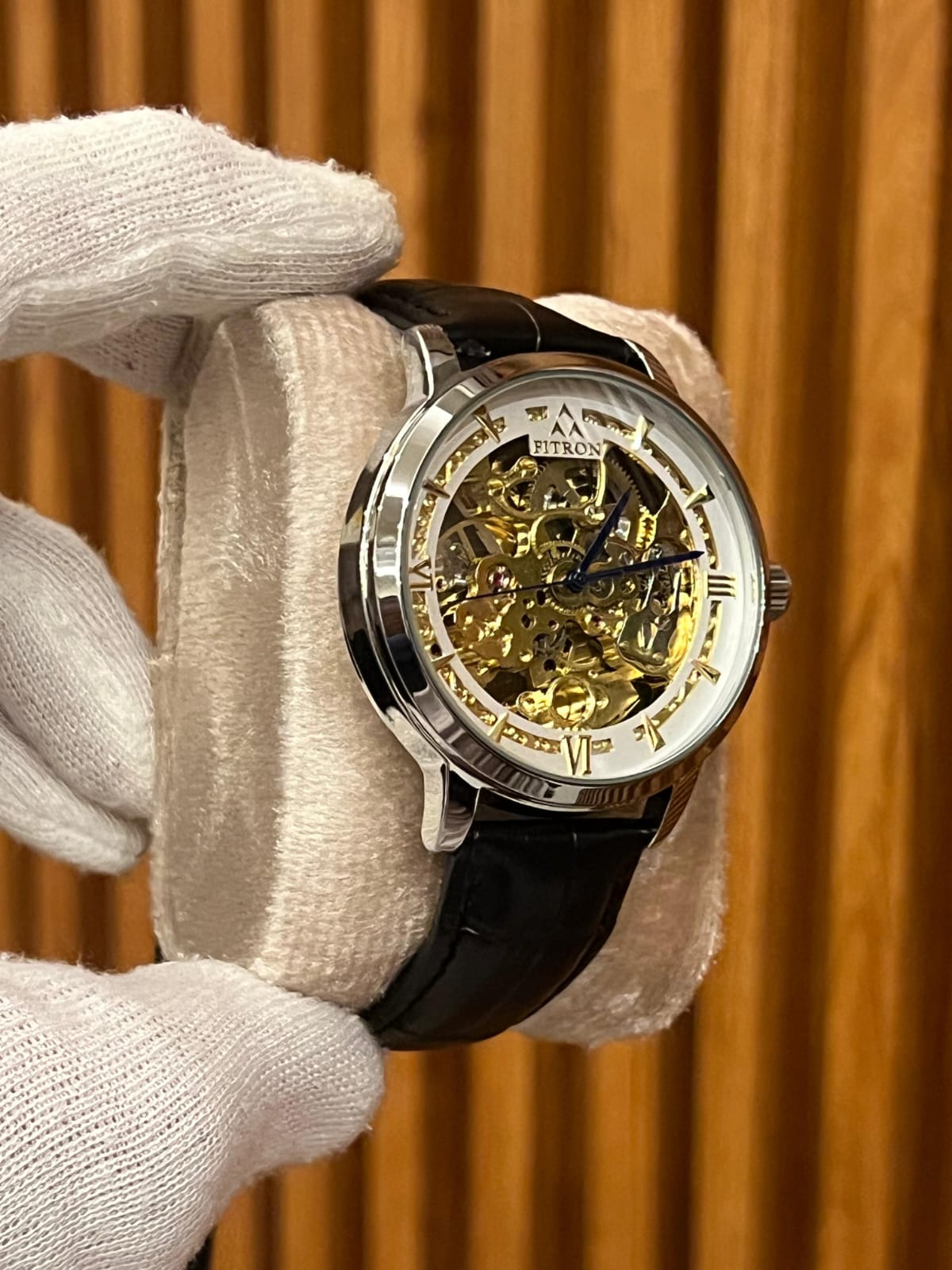 Fitron Skeleton Automatic Leather Strap Watch - AAA Quality